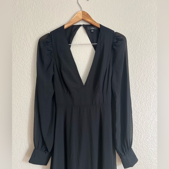 NWOT Talk About Divine Black Long Sleeve Backless Maxi Dress - Picture 4 of 6